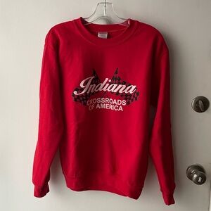 INDIANA “CROSSROADS OF AMERICA” RED CREWNECK SWEATSHIRT!